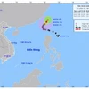 Đến 7 giờ ngày 4/10, bão di chuyển theo hướng Đông Bắc với tốc độ khoảng 5km/h và suy yếu dần thành một vùng áp thấp trên khu vực đảo Đài Loan (Trung Quốc), gió dưới cấp 6. (Nguồn: Trung tâm Dự báo Khí tượng Thủy văn Quốc gia)