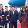 Lễ đón Thủ tướng Phạm Minh Chính và Phu nhân tại Sân bay Quốc tế Henri Coanda, Thủ đô Bucharest, Romania. (Ảnh: Dương Giang/TTXVN)