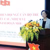 Thường trực Ban Bí thư, Trưởng ban Tổ chức Trung ương Trương Thị Mai truyền đạt chuyên đề “Công tác xây dựng phát triển đội ngũ cán bộ trẻ đáp ứng yêu cầu, nhiệm vụ trong giai đoạn mới.” (Ảnh: Minh Đức/TTXVN)