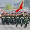 Hình ảnh hợp luyện các khối diễu binh, diễu hành tại Điện Biên