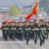 Hình ảnh hợp luyện các khối diễu binh, diễu hành tại Điện Biên