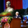 Tổng Bí thư Nguyễn Phú Trọng phát biểu chỉ đạo Đại hội XIII Công đoàn Việt Nam. (Ảnh: TTXVN)