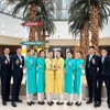 Những phi công, tiếp viên Vietnam Airlines dù căng mình phục vụ khách đi lại dịp Tết nhưng cũng cảm thấy vui vẻ trên những chuyến bay đoàn viên. (Ảnh: PV/Vietnam+)