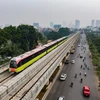 Tuyến đường sắt đô thị Nhổn-Ga Hà Nội đang vận hành chạy thử đoạn trên cao. (Ảnh: PV/Vietnam+)