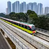 Đoàn tàu chạy thử nghiệm vận hành của tuyến đường sắt đô thị Nhổn-Ga Hà Nội. (Ảnh: PV/Vietnam+)