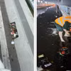 Công nhân kiểm tra, dọn vệ sinh rác trên mặt Cầu Vĩnh Tuy 2. (Ảnh: Ban Quản lý dự án cung cấp)