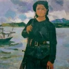 Tác phẩm "Nữ dân quân vùng biển" của danh họa Trần Văn Cẩn. (Nguồn: Internet)
