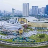 Cung Thiếu nhi Hà Nội tại khu công viên hồ điều hòa CV1 trong khu đô thị mới Cầu Giấy, quận Nam Từ Liêm, là dự án lớn và hiện đại nhất Việt Nam dành cho trẻ em, đáp ứng nhu cầu học tập, vui chơi, giải trí, rèn luyện thể dục thể thao cho trẻ em Thủ đô và cả nước. (Ảnh: Minh Đức/TTXVN)