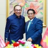 Thủ tướng Phạm Minh Chính gặp Thủ tướng Malaysia Anwar Ibrahim. (Ảnh: Dương Giang/TTXVN)