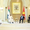 Thủ tướng Phạm Minh Chính tiếp Giám đốc Cơ quan Đầu tư Abu Dhabi (ADIA) Sheikh Hamed bin Zayed Al Nahyan. (Ảnh: Dương Giang/TTXVN)