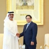 Thủ tướng Phạm Minh Chính tiếp Giám đốc Cơ quan Đầu tư Abu Dhabi (ADIA) Sheikh Hamed bin Zayed Al Nahyan. (Ảnh: Dương Giang/TTXVN)