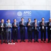 Hội đồng Tư vấn Kinh doanh APEC (ABAC) Việt Nam đón Chủ tịch nước Lương Cường và các đại biểu dự Hội nghị Thượng đỉnh Doanh nghiệp APEC – CEO Summit. (Ảnh: Lâm Khánh/TTXVN)