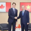 Tổng Bí thư, Chủ tịch nước Tô Lâm tiếp xúc song phương với Thủ tướng Canada Justin Trudeau. (Ảnh: Trí Dũng/TTXVN)