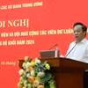 Phó Bí thư Đảng ủy Khối các cơ quan Trung ương Đỗ Việt Hà phát biểu tại Hội nghị. (Ảnh: TTXVN phát)