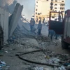 Cảnh đổ nát sau cuộc không kích của Israel xuống một trường học ở Gaza, ngày 21/8. (Ảnh: THX/TTXVN)
