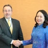 Phó Chủ tịch nước Võ Thị Ánh Xuân gặp Tổng Giám đốc Chương trình Phát triển Liên hợp quốc (UNDP) Achim Steiner tại New York. (Ảnh: Thanh Tuấn/TTXVN)