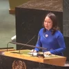 Phó Chủ tịch nước Võ Thị Ánh Xuân phát biểu tại phiên khai mạc Khóa họp lần thứ 68 Ủy ban Địa vị Phụ nữ (CSW68) của Hội đồng Kinh tế, Xã hội Liên hợp quốc (ECOSOC). (Ảnh: Thanh Tuấn/TTXVN)