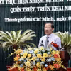 Ông Phan Văn Mãi, Chủ tịch Ủy ban Nhân dân Thành phố Hồ Chí Minh phát biểu tại hội nghị. (Ảnh: Xuân Anh/TTXVN)