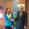 Ông Khúc Tinh - Phó Tổng Giám đốc UNESCO tiếp Đại sứ Nguyễn Thị Vân Anh, Trưởng Phái đoàn thường trực Việt Nam bên cạnh UNESCO. (Ảnh: TTXVN phát)