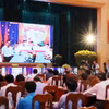Điểm cầu thành phố Nha Trang kết nối với điểm cầu xã Sinh Tồn, huyện Trường Sa. (Ảnh: Tiên Minh/TTXVN)