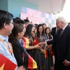 Tổng thống Cộng hòa Liên bang Đức Frank-Walter Steinmeier tới thăm Trường Đại học Việt-Đức tại thị xã Bến Cát, tỉnh Bình Dương. (Ảnh: TTXVN phát)