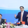 Thủ tướng Phạm Minh Chính phát biểu tại cuộc gặp gỡ doanh nghiệp hai nước Việt Nam và Philippines. (Ảnh: Dương Giang/TTXVN)