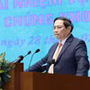 Thủ tướng Phạm Minh Chính phát biểu chỉ đạo Hội nghị triển khai nhiệm vụ phát triển thị trường chứng khoán năm 2024. (Ảnh: Dương Giang/TTXVN)