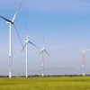 Dự án điện gió Hanbaram tại xã Bắc Phong (Thuận Bắc, Ninh Thuận) đã phát điện thương mại lên lưới điện quốc gia. (Ảnh: Công Thử/TTXVN)