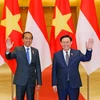 Chủ tịch Quốc hội Vương Đình Huệ với Tổng thống Indonesia Joko Widodo. (Ảnh: Nhan Sáng/TTXVN)