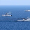 Các tàu tham gia tập trận 'Vành đai An ninh Hàng hải 2023' tại Vịnh Oman. (Nguồn: Anadolu Agency)