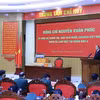 Chủ tịch nước Nguyễn Xuân Phúc phát biểu tại buổi làm việc. (Ảnh: Thống Nhất/TTXVN)