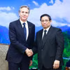 Thủ tướng Phạm Minh Chính tiếp Bộ trưởng Ngoại giao Hoa Kỳ Antony Blinken. (Ảnh: Dương Giang/TTXVN)