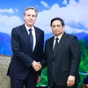 Thủ tướng Phạm Minh Chính tiếp Bộ trưởng Ngoại giao Hoa Kỳ Antony Blinken. (Ảnh: Dương Giang/TTXVN)