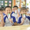 Hoạt động uống sữa học đường đã trở thành quen thuộc đối với các em học sinh mầm non và tiểu học tại nhiều tỉnh thành cả nước. (Nguồn: Vietnam+)