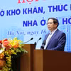 Thủ tướng Phạm Minh Chính chủ trì hội nghị. (Ảnh: Dương Giang/TTXVN)