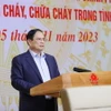 Thủ tướng Phạm Minh Chính chủ trì Hội nghị đánh giá kết quả công tác phòng cháy, chữa cháy trong tình hình mới. (Ảnh: Dương Giang/TTXVN)