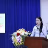 Bà Vũ Thị Huỳnh Mai, Chủ nhiệm Ủy ban về Người Việt Nam ở nước ngoài Thành phố Hồ Chí Minh, phát biểu tại buổi họp mặt. (Ảnh: Xuân Khu/TTXVN)