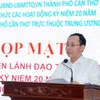 Bí thư Thành ủy Cần Thơ Nguyễn Văn Hiếu phát biểu tại buổi họp mặt. (Ảnh: Thanh Liêm/TTXVN)