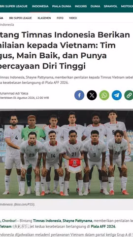 Báo Bola.com khẳng định Việt Nam là đối thủ mạnh nhưng đội bóng Indonesia tin vào lối chơi và khả năng của mình. (Ảnh: TTXVN phát)