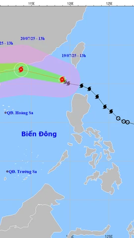 Vị trí tâm bão và đường đi dự kiến của bão số 3. (Nguồn: Trung tâm Dự báo Khí tượng Thủy văn Quốc gia)