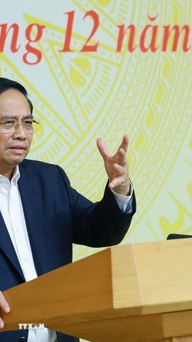 Thủ tướng Phạm Minh Chính, Chủ tịch Hội đồng Thi đua-Khen thưởng Trung ương kết luận Phiên họp lần thứ 16. (Ảnh: Dương Giang/TTXVN)