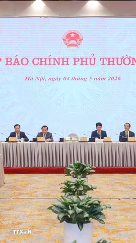 Họp báo Chính phủ thường kỳ tháng 4/2026. (Ảnh: TTXVN)