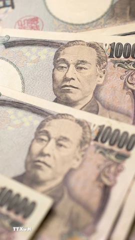 Đồng tiền mệnh giá 10.000 yen của Nhật Bản. (Ảnh: THX/TTXVN)