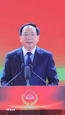 Ông Trịnh Văn Quyết, Ủy viên Bộ Chính trị, Bí thư Trung ương Đảng, Trưởng Ban Tuyên giáo và Dân vận Trung ương phát biểu. (Ảnh: Phan Phương/TTXVN)