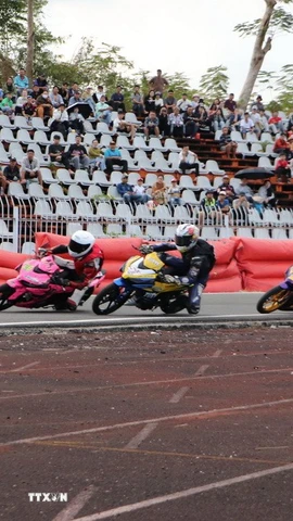 Các vận động viên tranh tài quyết liệt. (Ảnh: Hồng Thái/TTXVN)