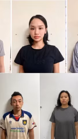 Ca sỹ Miu Lê (áo đen giữa, hàng trên). (Ảnh: Công an thành phố Hải Phòng)