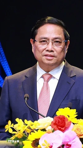 Thủ tướng Phạm Minh Chính phát biểu tại Lễ bế mạc Liên hoan Truyền hình toàn quốc lần thứ 42. (Ảnh: Dương Giang/TTXVN)