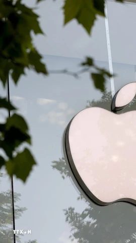 Biểu tượng Apple tại một cửa hàng ở Brussels, Bỉ. (Ảnh: THX/TTXVN)