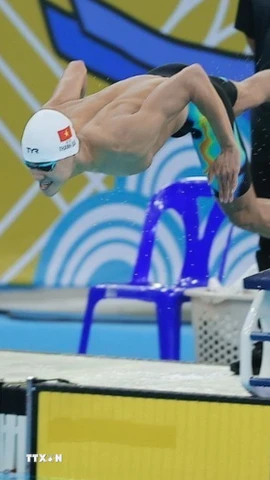 Thanh Bảo đã khẳng định sức mạnh ở nội dung sở trường. (Ảnh: Minh Quyết/TTXVN)