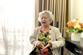 Bà Nguyễn Thị Nè, xã Phú Mỹ Hưng, huyện Củ Chi, Thành phố Hồ Chí Minh, thành viên đơn vị A20 của Quân giải phóng có nhiệm vụ tiếp quản nguỵ quân đầu hàng vào ngày 30/4/1975. (Ảnh: Việt Đức/TTXVN)